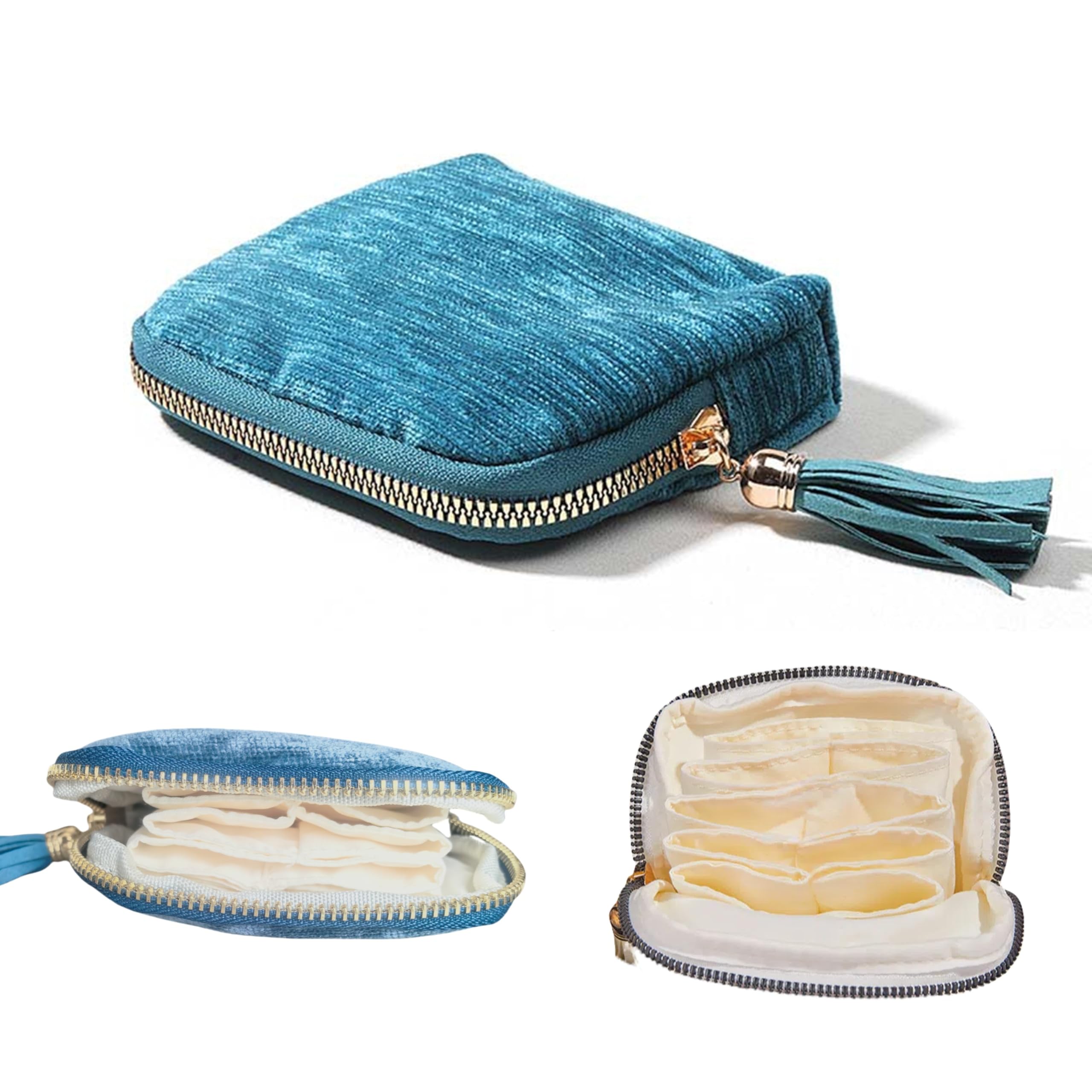 MAYCREATE® Small Travel Jewelry Case for Women, Soft Velvet Organizer Pouch for Necklaces, Bracelets & Earrings, Anti-Scratch & Portable Jewelry Holder, Travel & Everyday Use-Peacock Blue MAYCREATE® Small Travel Jewelry Case for Women, Soft Velvet Organizer Pouch for Necklaces, Bracelets & Earrings, Anti-Scratch & Portable Jewelry Holder, Travel & Everyday Use-Peacock Blue